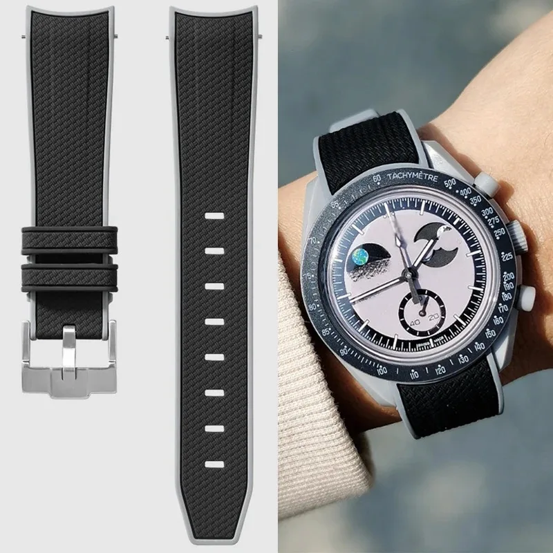 Omega Watch Speedmaster - Pasek silikonowy z zakrzywionymi końcówkami do