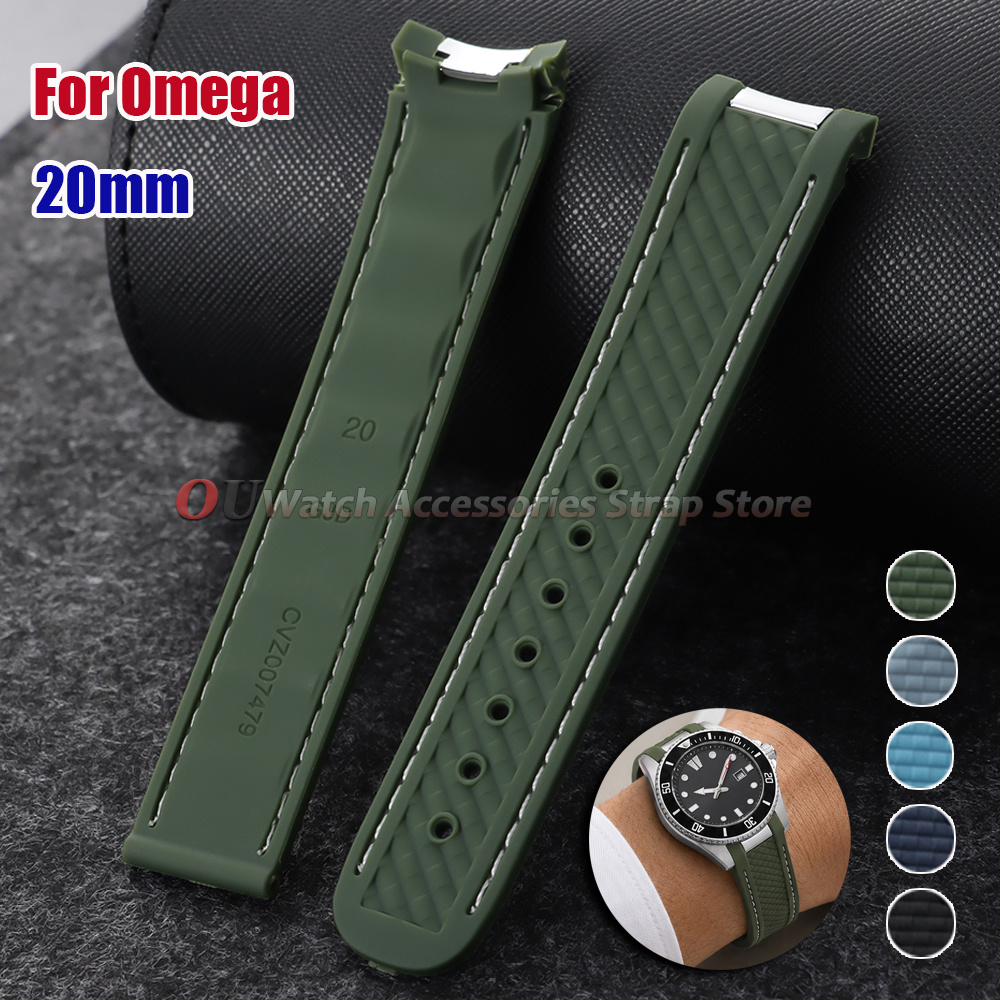 Omega Watch Seamaster - Zakrzywiony silikonowy pasek do zegarka 20