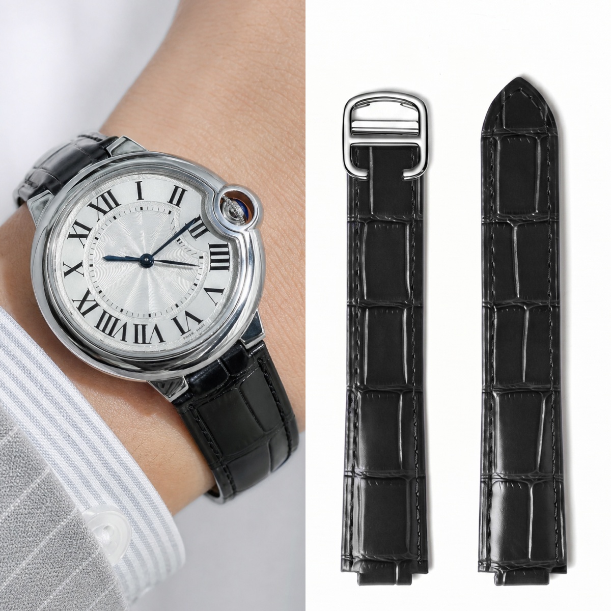 Cartier Watch Ballon Bleu - Specjalny skórzany pasek do zegarka z
