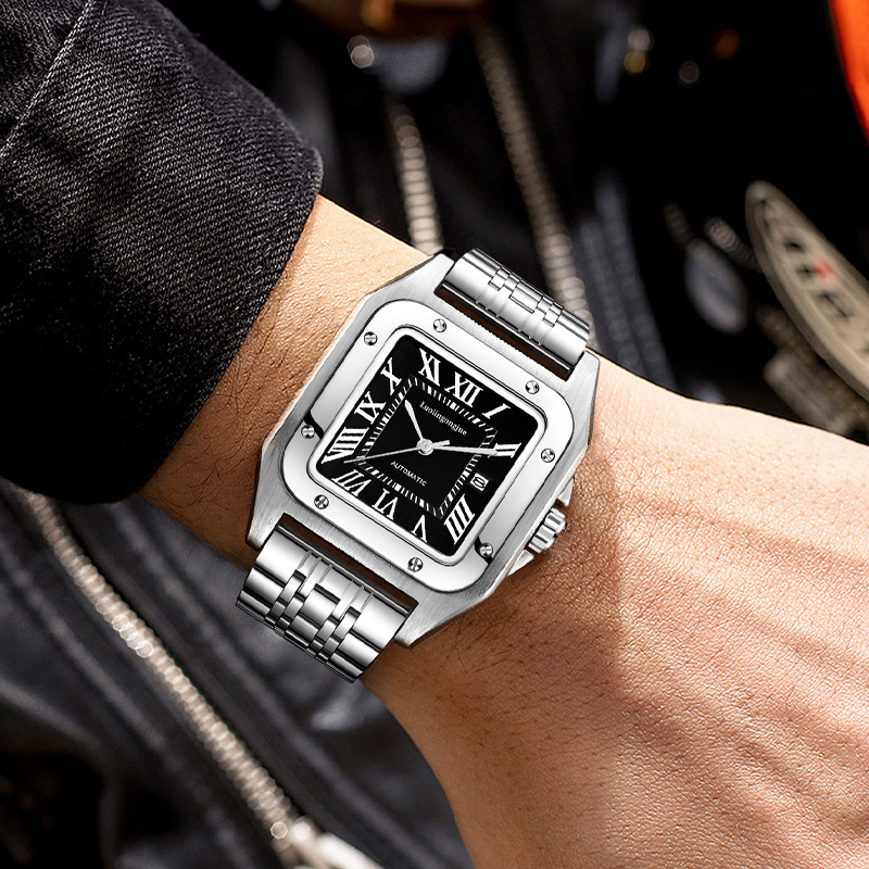 Cartier Watch Tank - Luksusowy, kwadratowy zegarek automatyczny dla mężczyzn,